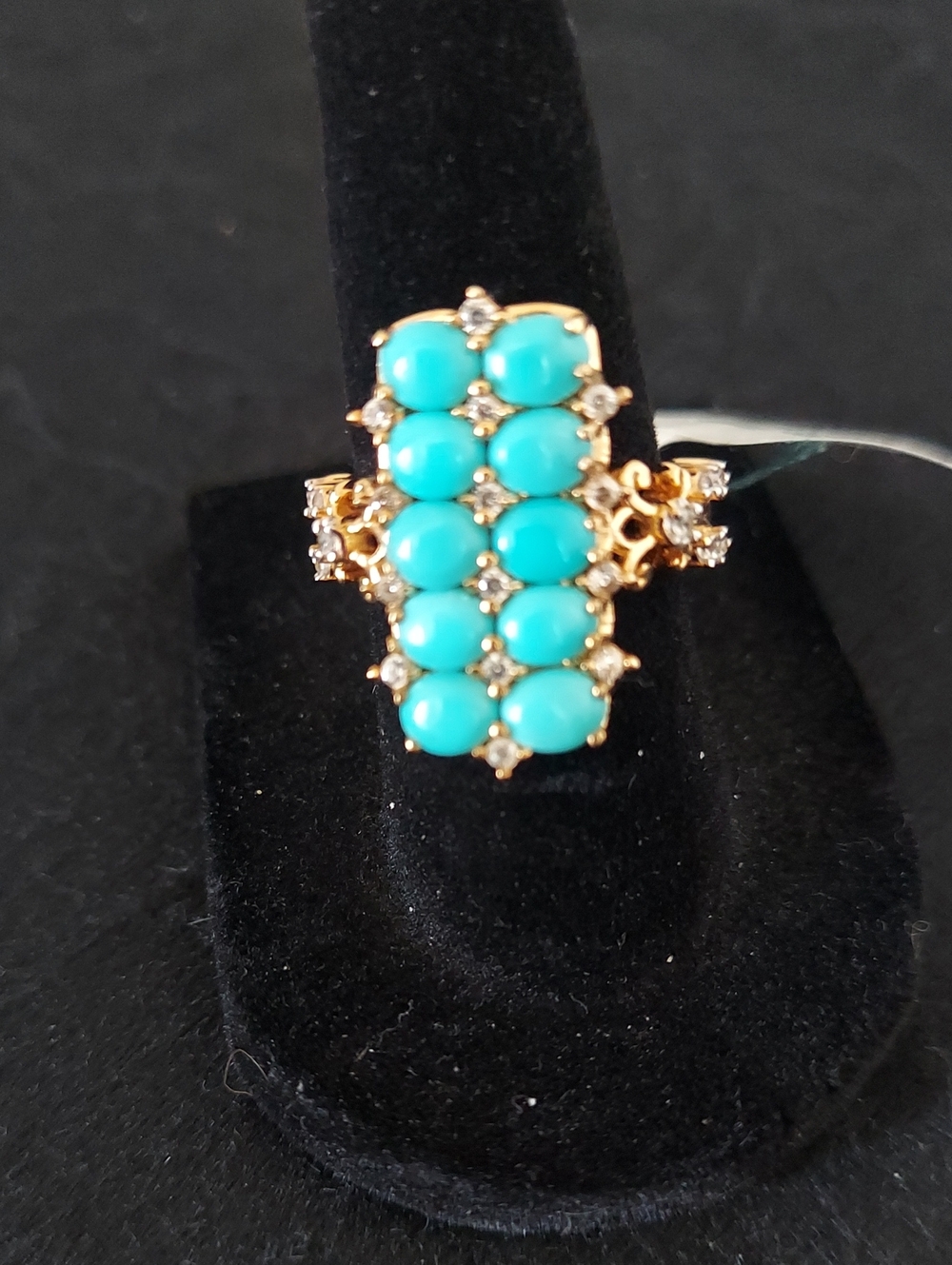 Sleeping Beauty Turquoise And White Zircon Cocktail Ring